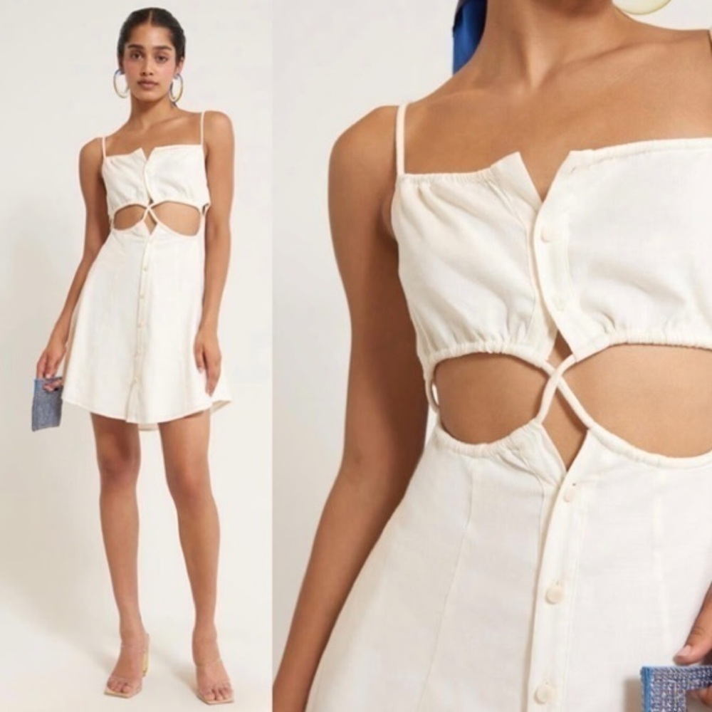 Cult Gaia NWT The Tailor White Sleeveless Mini Dress L